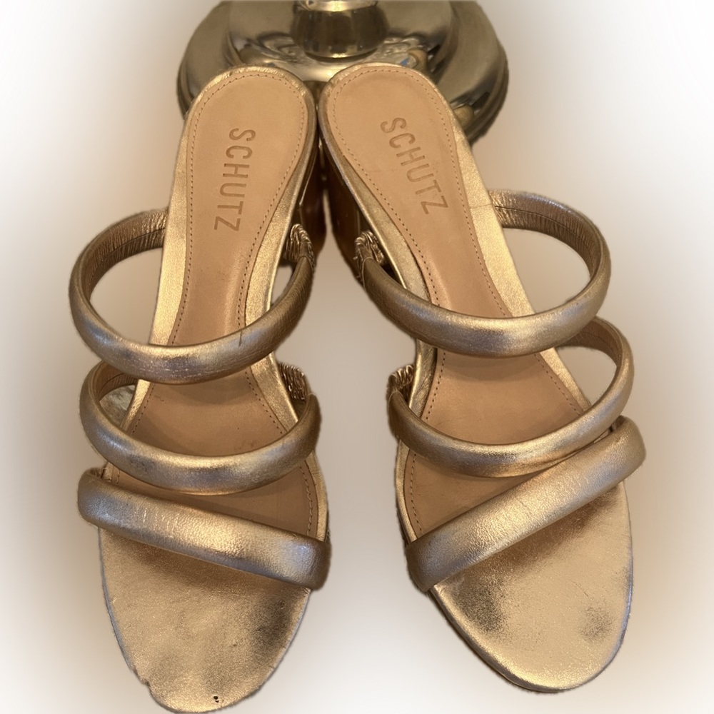 Schutz Gold Strappy Women's Sandals Size 7 - Picture 5 of 5